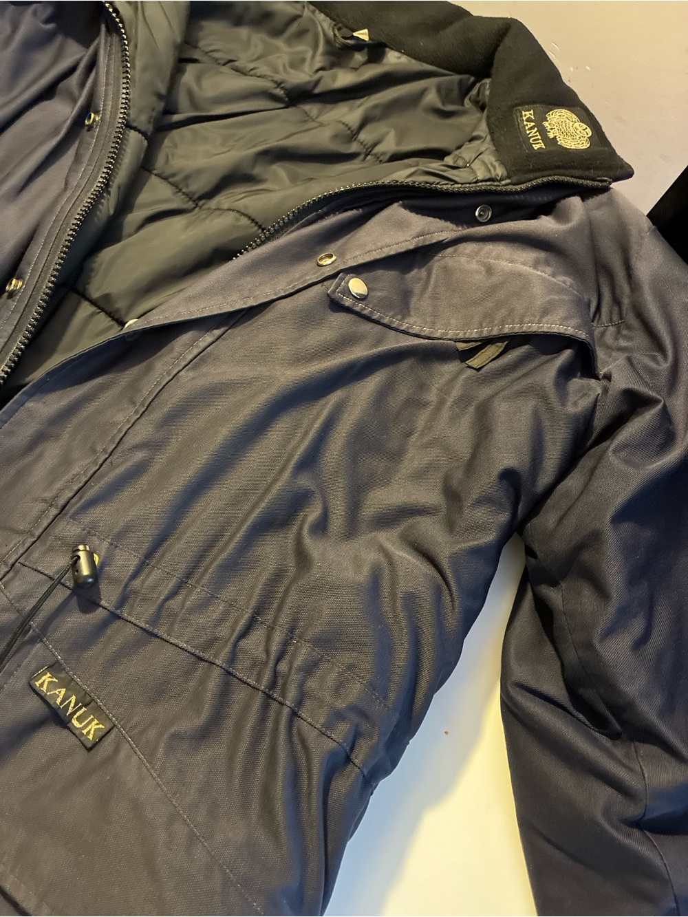 Vintage KANUK Montreal Winter Parka Heavy Puffer Coat Navy Blue Size 5 XL